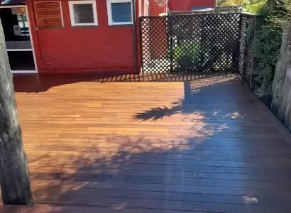 Before and after deck restoration