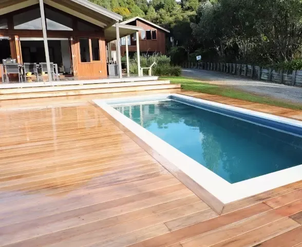 Timber deck around a swimming pool, Auckland